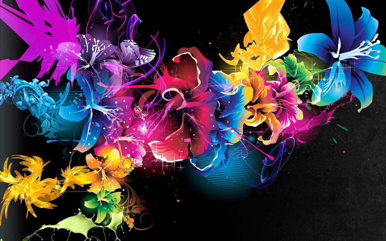 Fiori al neon multicolore, 1280x800 HD, Desktop