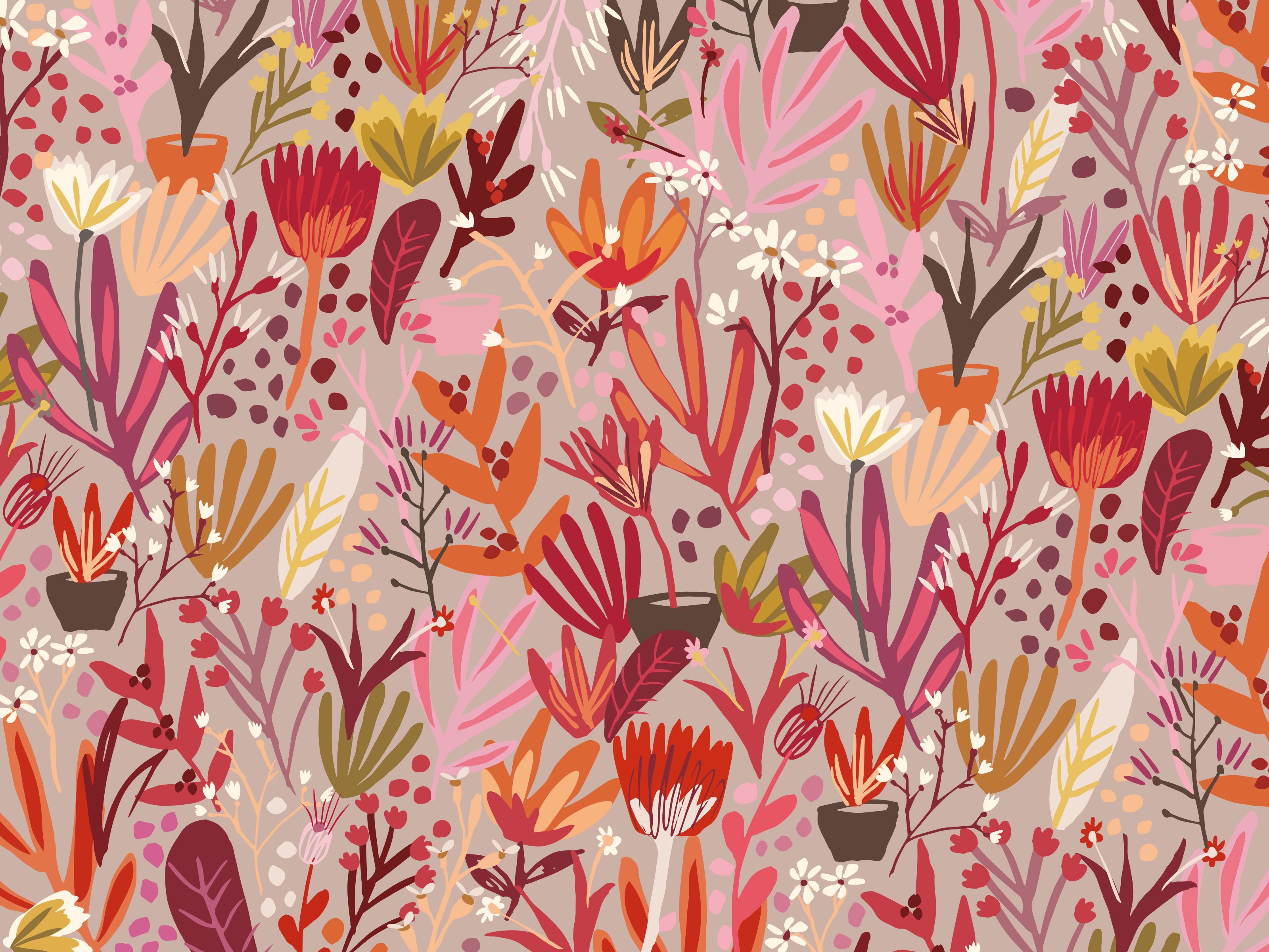 pattern floreale illustrato rosa, 3200x2400 2K+, PC Desktop