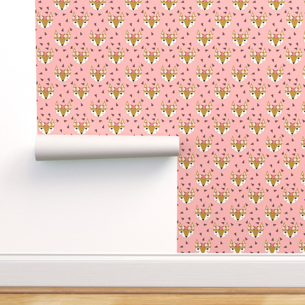 Volpi con corona fiori rosa, 1024x1024 HD, Laptop