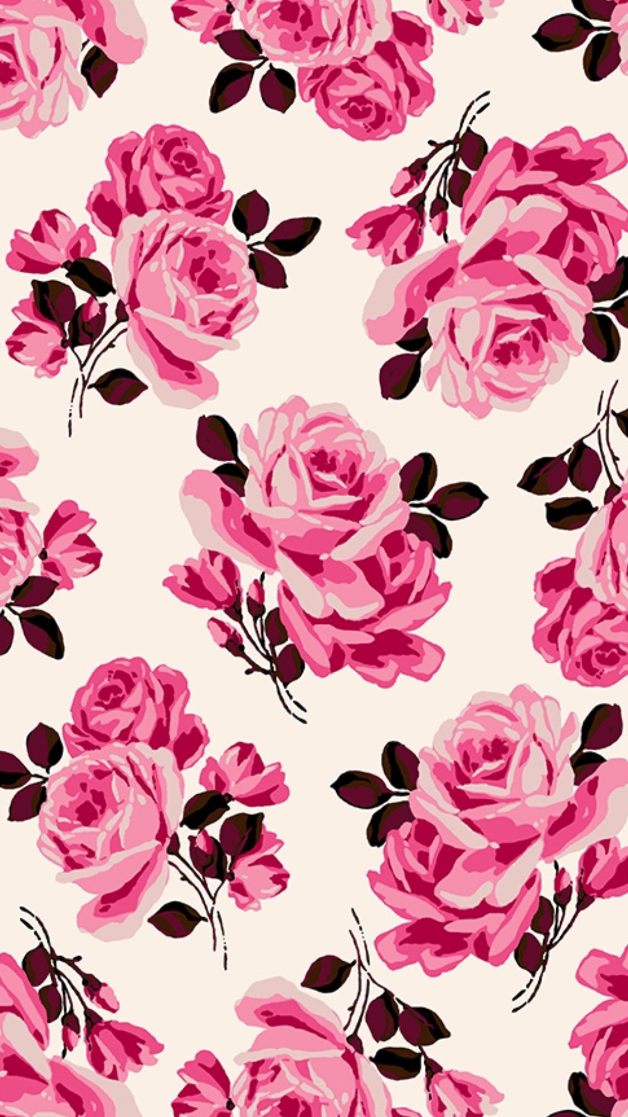 Rose rosa su crema, 1242x2208 Verticale, Android