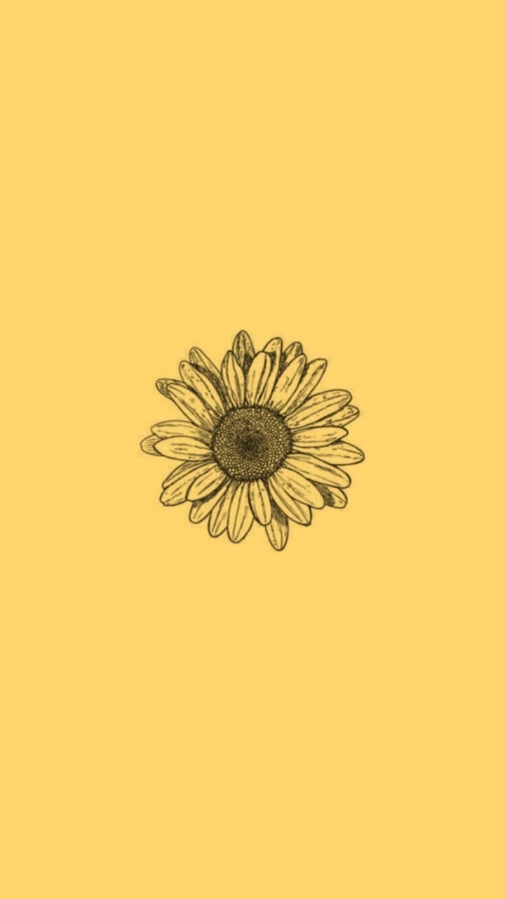 Girasole disegnato sfondo giallo, 720x1280 Full HD Verticale, iPhone