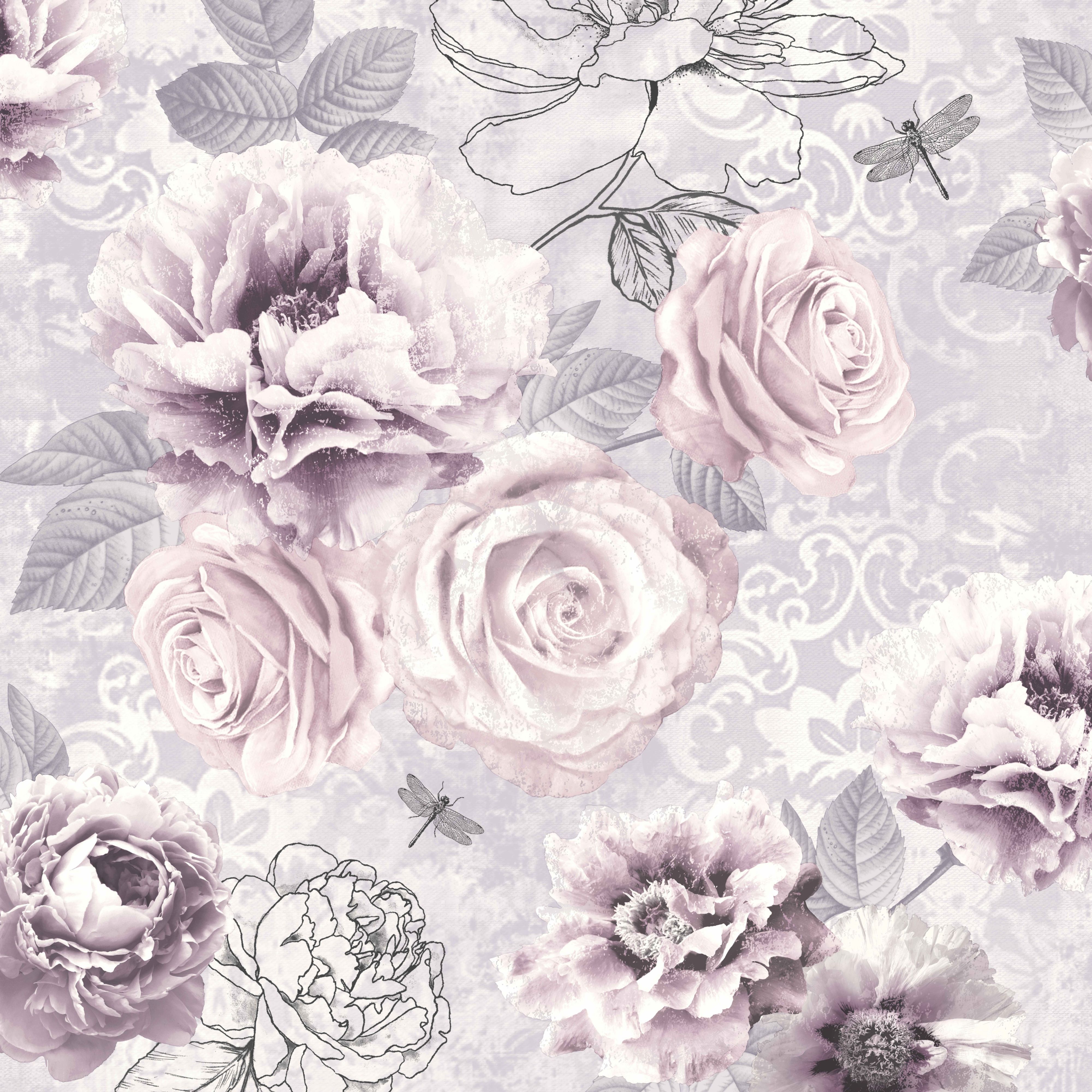 Fiori rosa e grigi con libellule, 4000x4000 4K Ultra HD, Monitor 4K