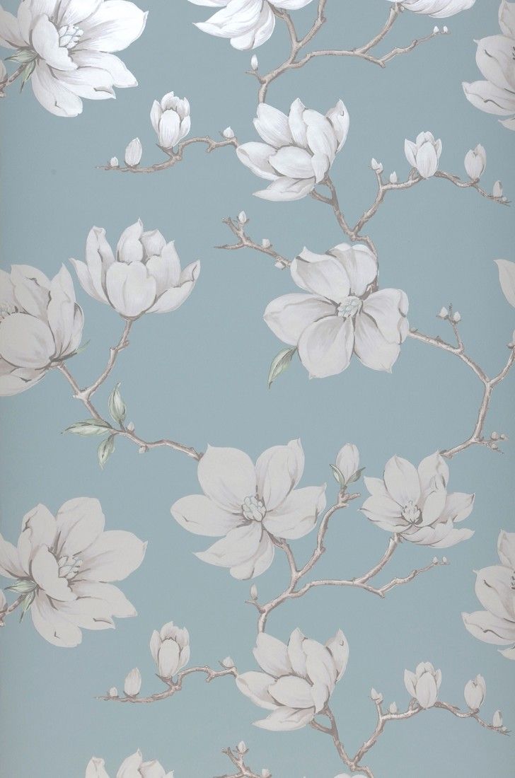 Fiori di magnolia grigi su azzurro, 728x1100 Full HD Verticale, iPhone