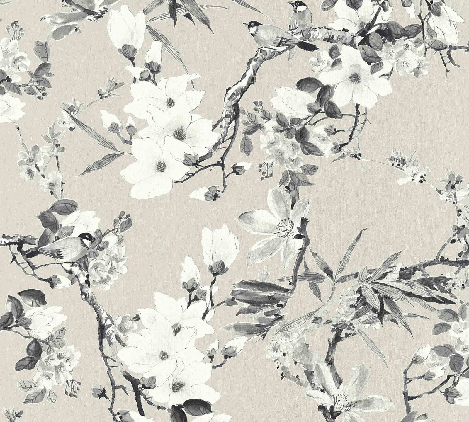 Fiori grigi e rami su beige, 1600x1440 HD Ready, Desktop
