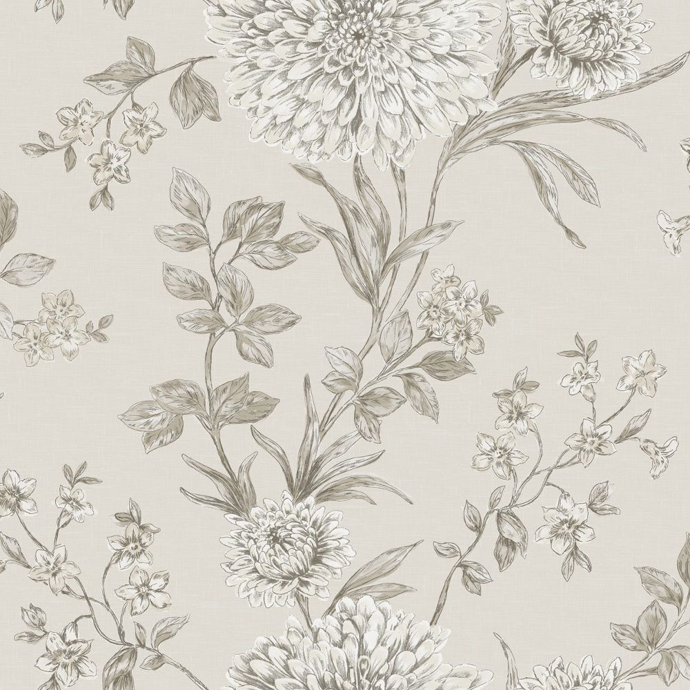 Fiori grigi disegnati stile vintage, 1000x1000 HD, Desktop