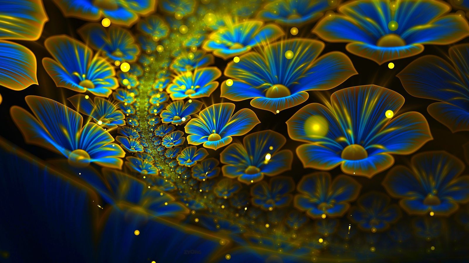 Fiori astratti blu luminosi, 1600x900 HD Ready, PC Desktop