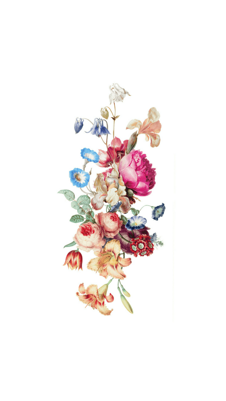 Bouquet fiori dipinti vintage, 736x1308 Verticale, iPhone Air