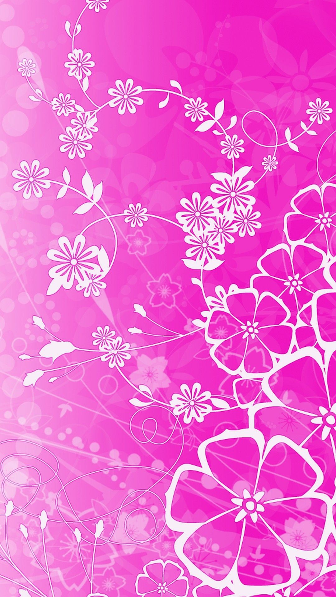 Fiori bianchi sfondo rosa, 1080x1920 Full HD Verticale, iPhone Plus