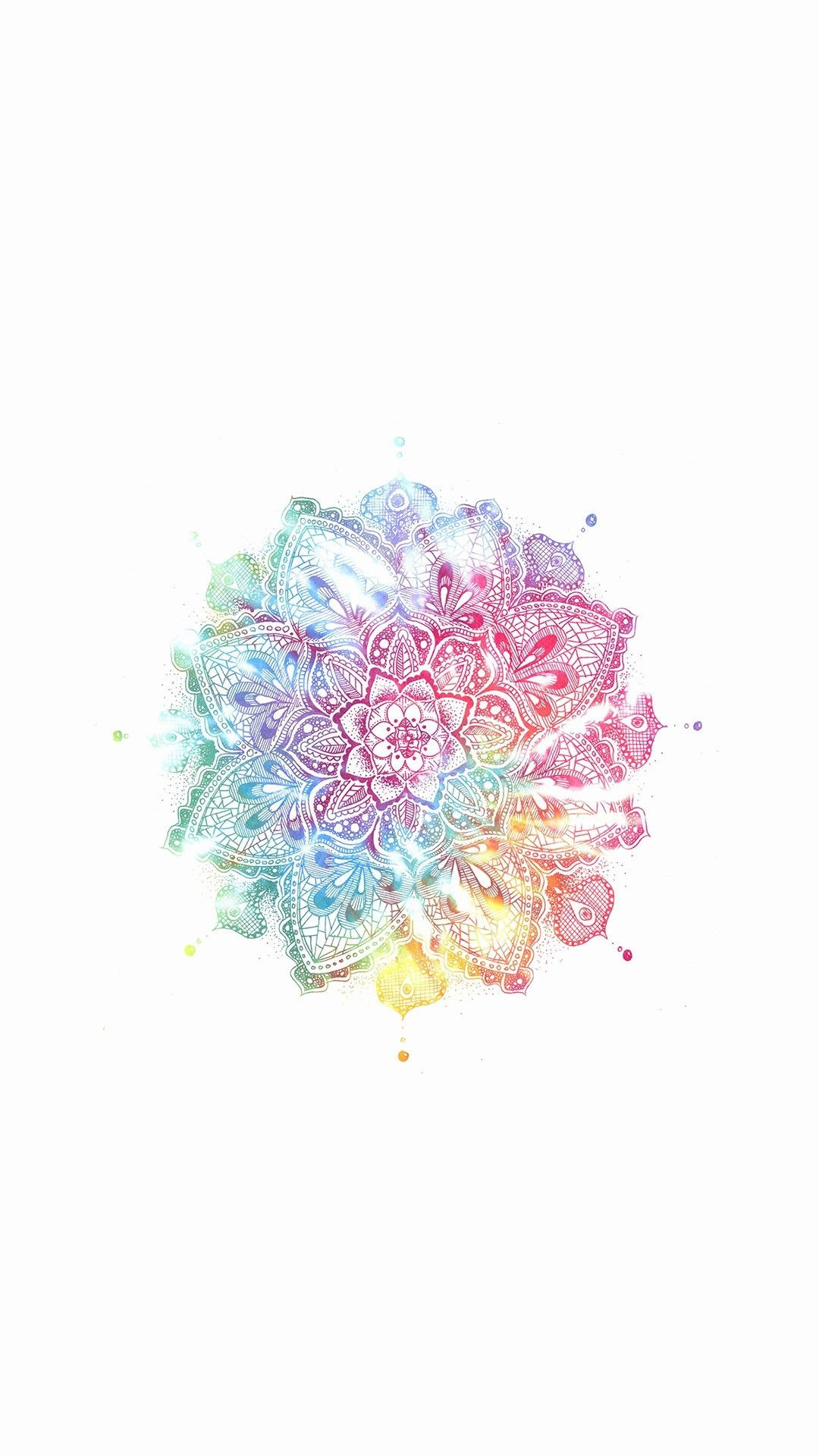 Mandala floreale acquerello colorato, 1080x1920 Verticale, iPhone Pro
