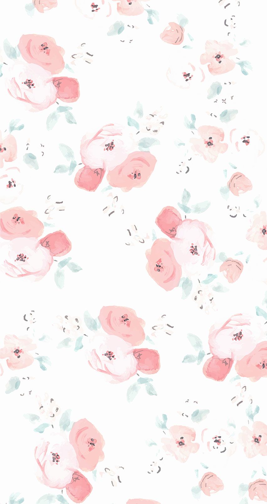 Fiori rosa acquerello sfondo bianco, 852x1608 Verticale, iPhone Air