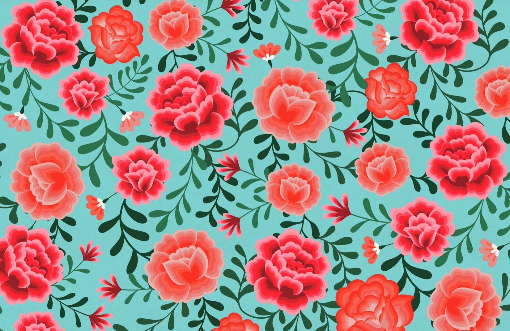 Pattern floreale rose rosse turchese, 1650x1070 HD, Desktop