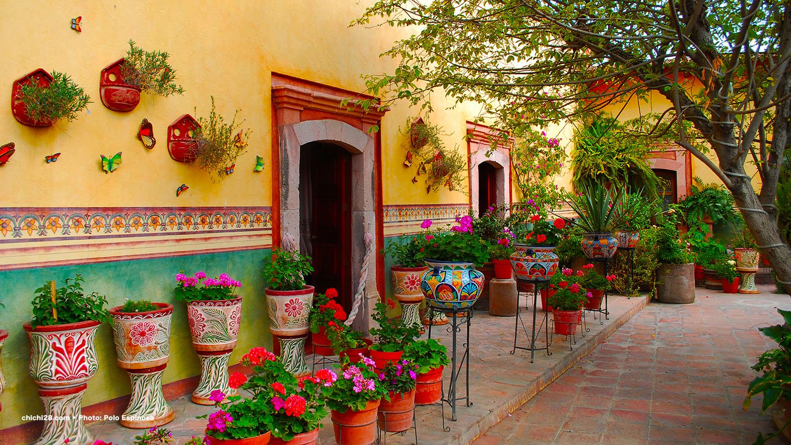 Patio messicano con vasi fioriti, 1600x900 HD Ready, Desktop