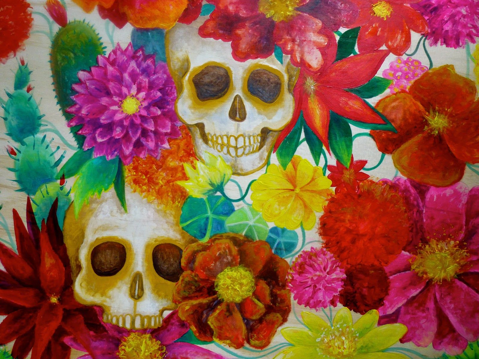 Teschi e fiori messicani colorati, 1600x1200 HD, Desktop