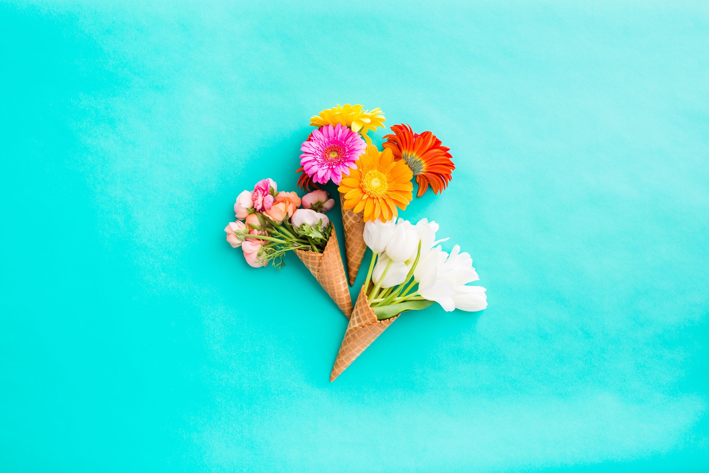 Coni gelato con fiori colorati, 2400x1600 Hi-Res, Desktop
