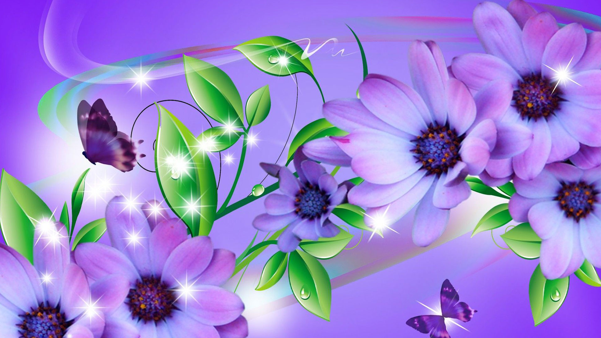 Fiori viola con farfalle, 1920x1080 1080p, Monitor Gaming
