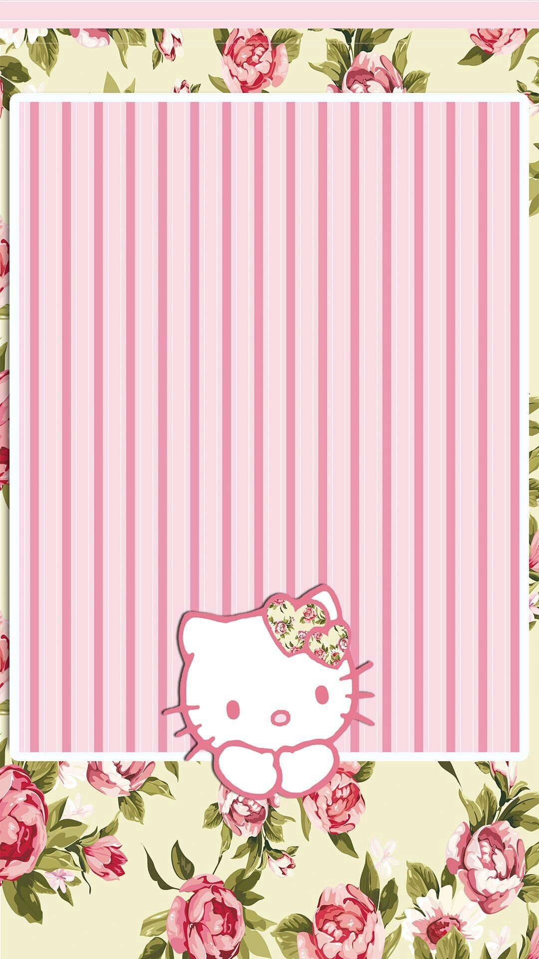 Hello Kitty fiori rosa cartoon, 1080x1920 Full HD Verticale, iPhone