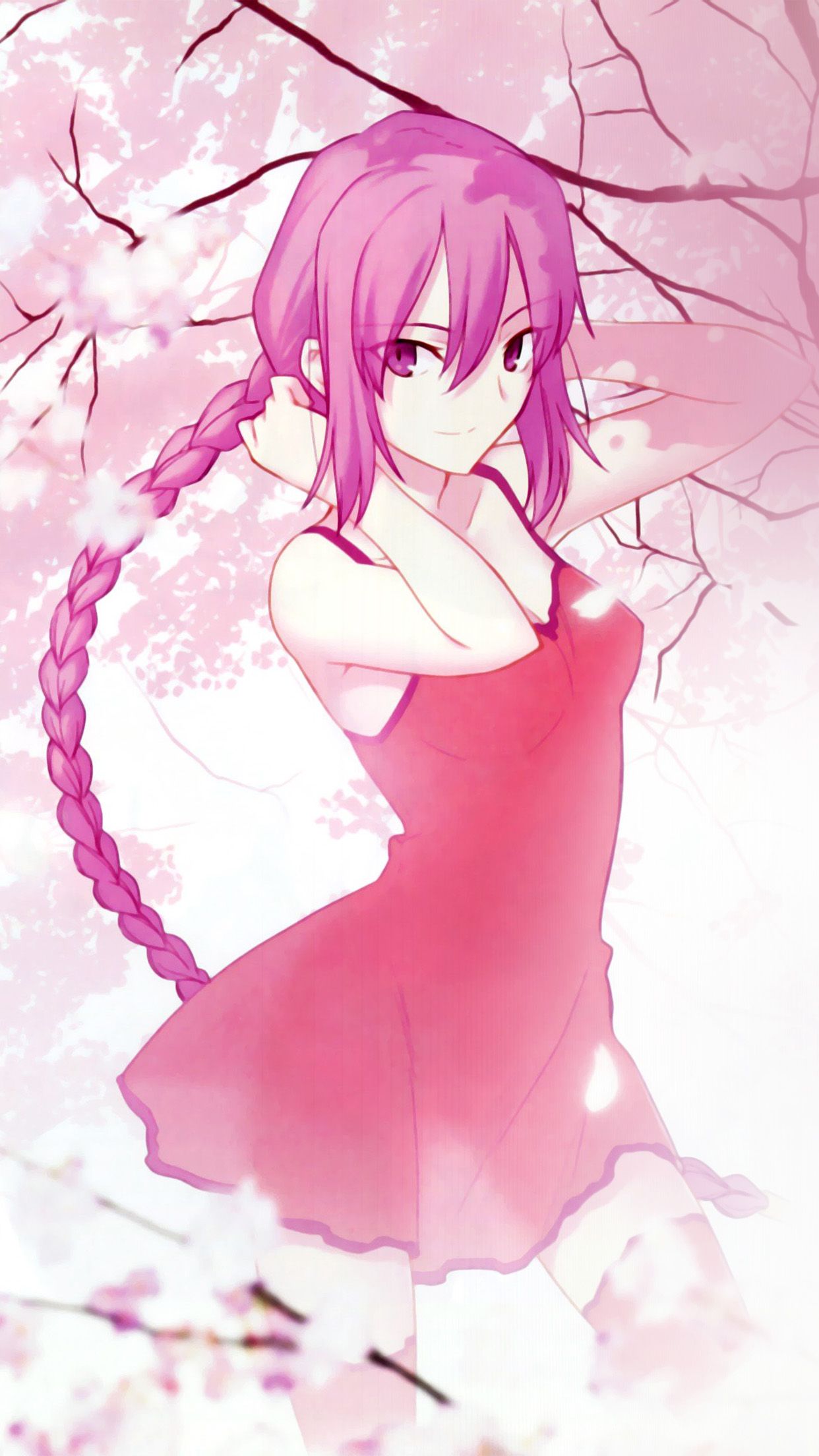 Giardiniere anime con fiori rosa, 1350x2400 Verticale, iPhone Pro