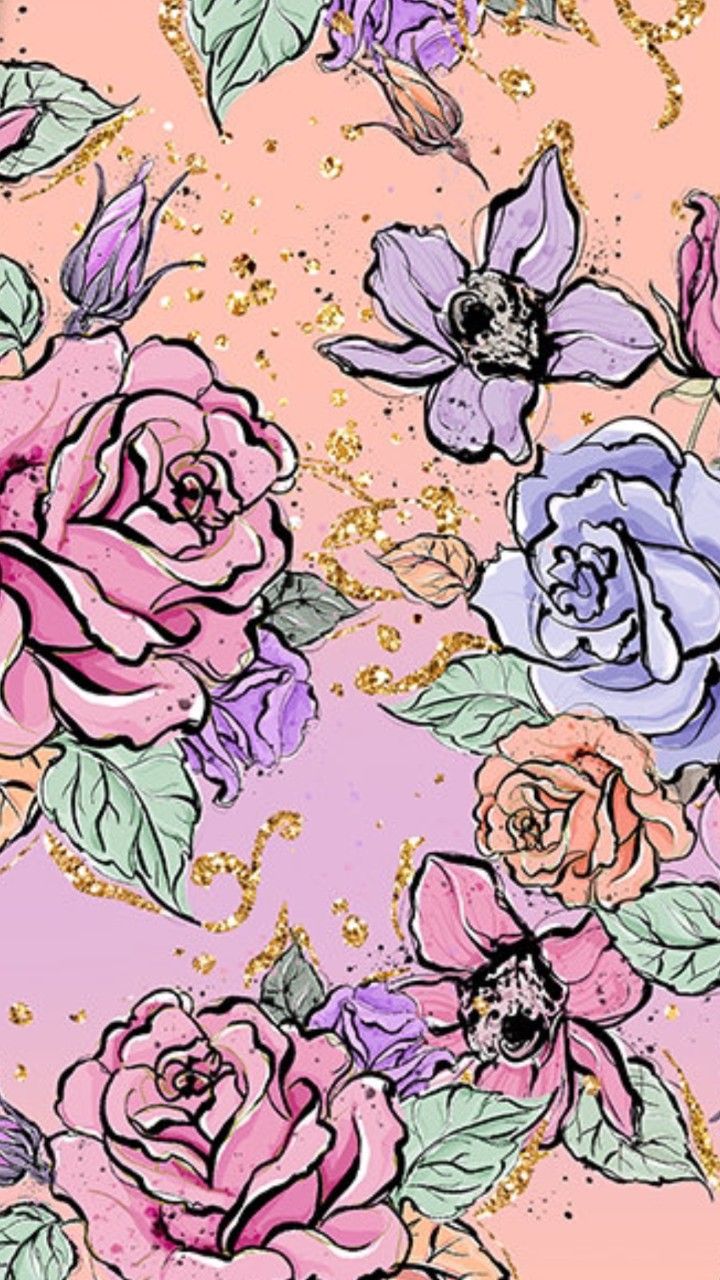 Fiori rosa e viola cartoon, 1080x1920 Full HD Verticale, iPhone Air