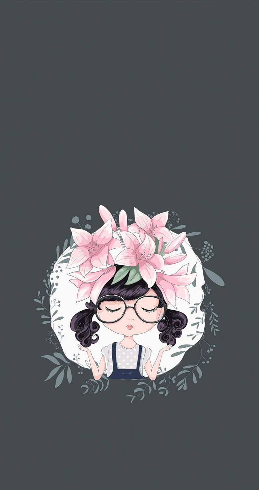 Rose e fiori in stile cartoon, 720x1280 Verticale, iPhone Plus