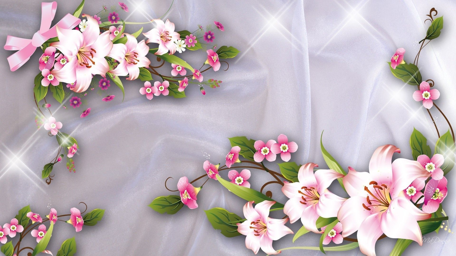 Fiori rosa e gigli decorativi, 1920x1080 Full HD 1080p, PC Desktop
