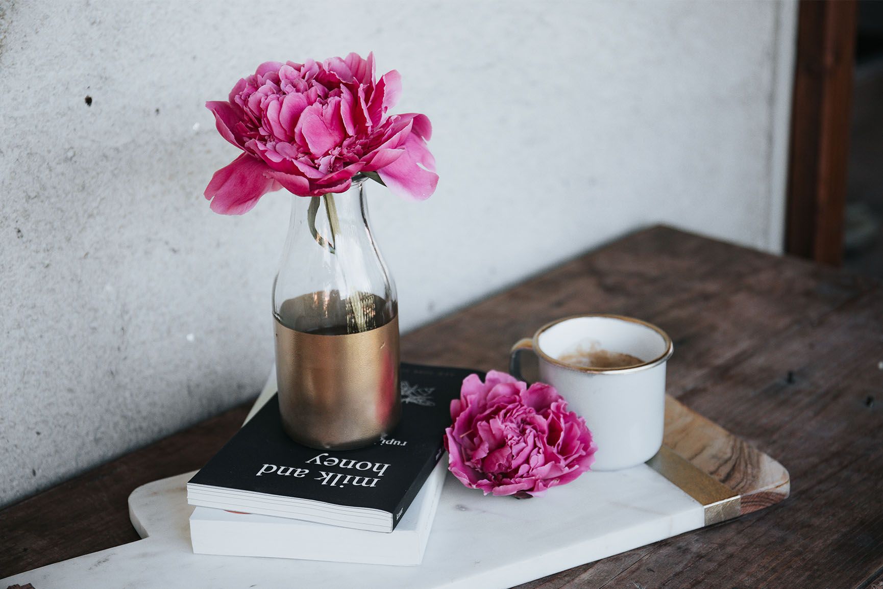 Peonie rosa in vaso, 1730x1155 HD, Desktop