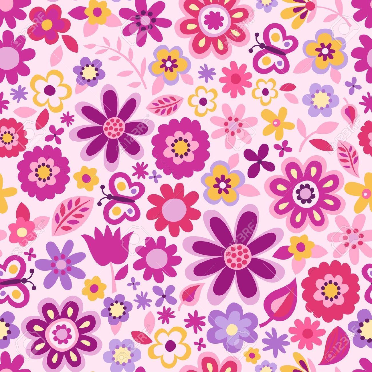 Fiori rosa e farfalle, 1300x1300 HD, Desktop