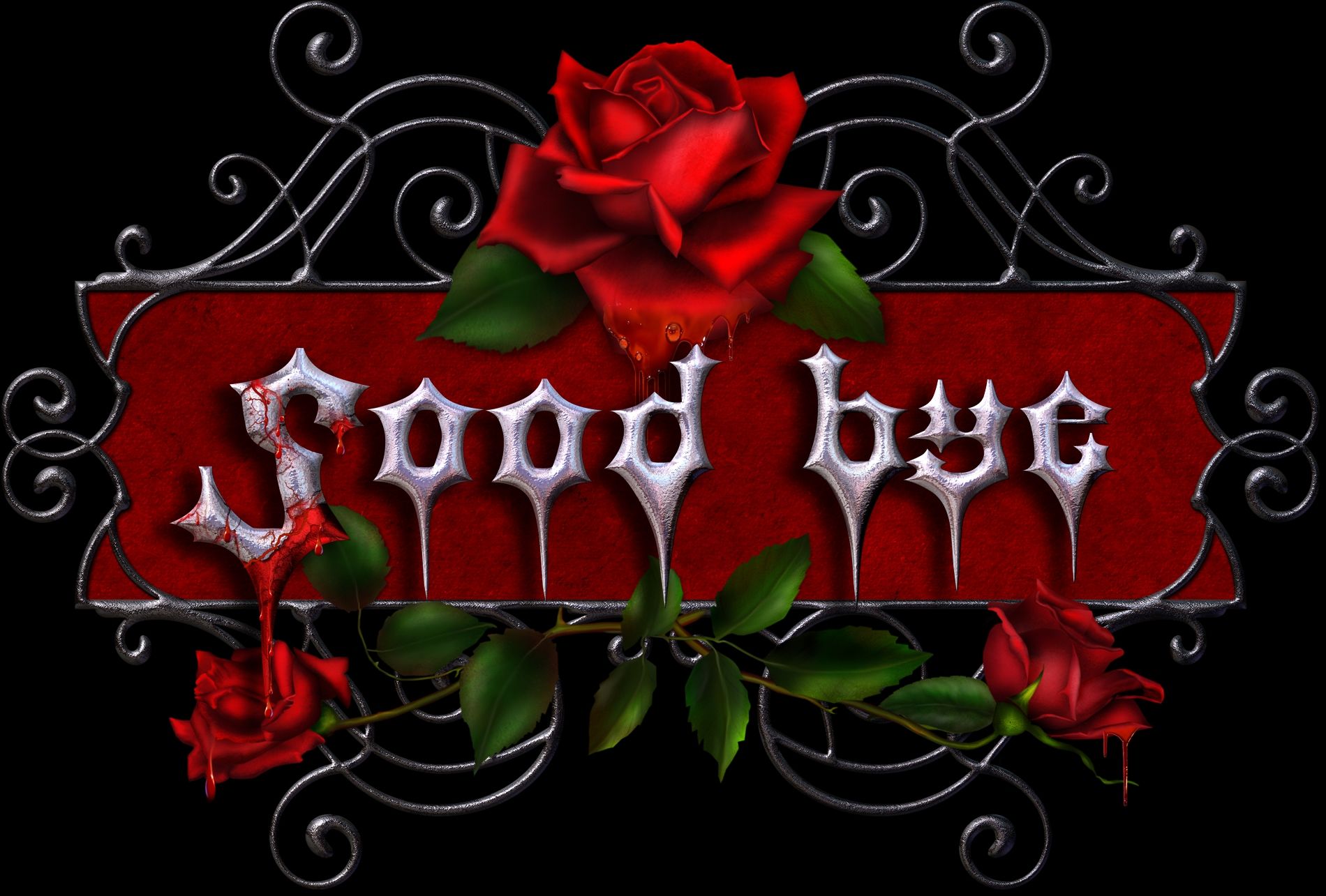 Rose rosse con scritta Good Bye, 1900x1285 HD, Desktop