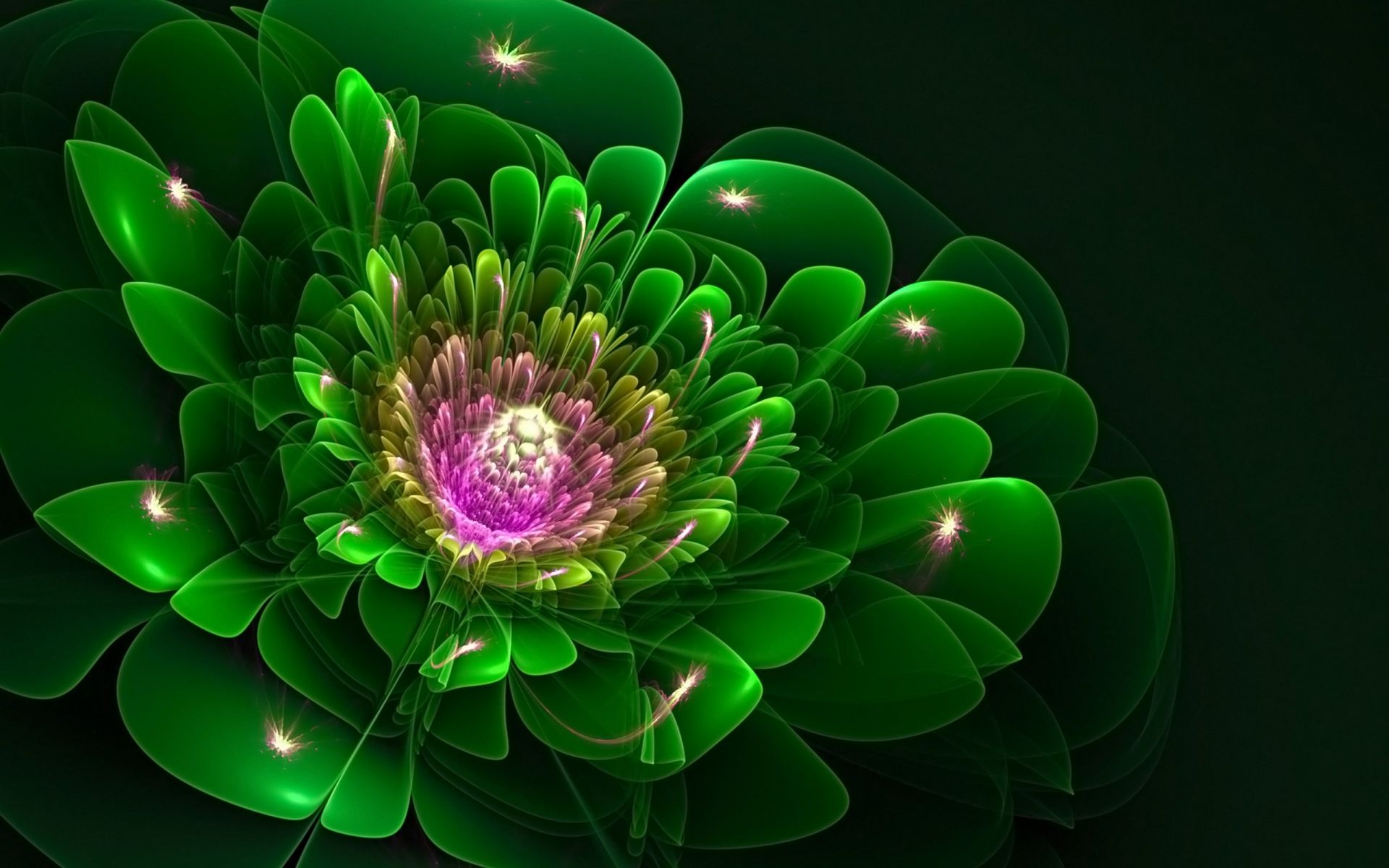 Fiore frattale verde luminoso, 1920x1200 WUXGA, PC