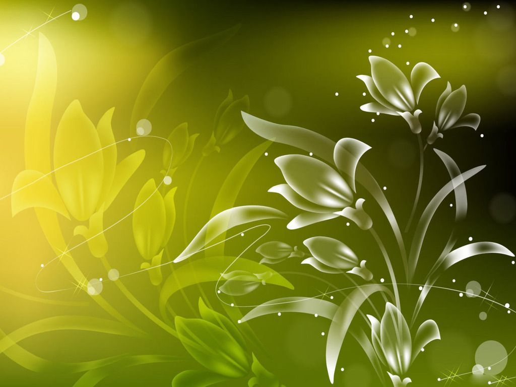 Fiori astratti verdi vettoriali, 1024x768 HD, Desktop