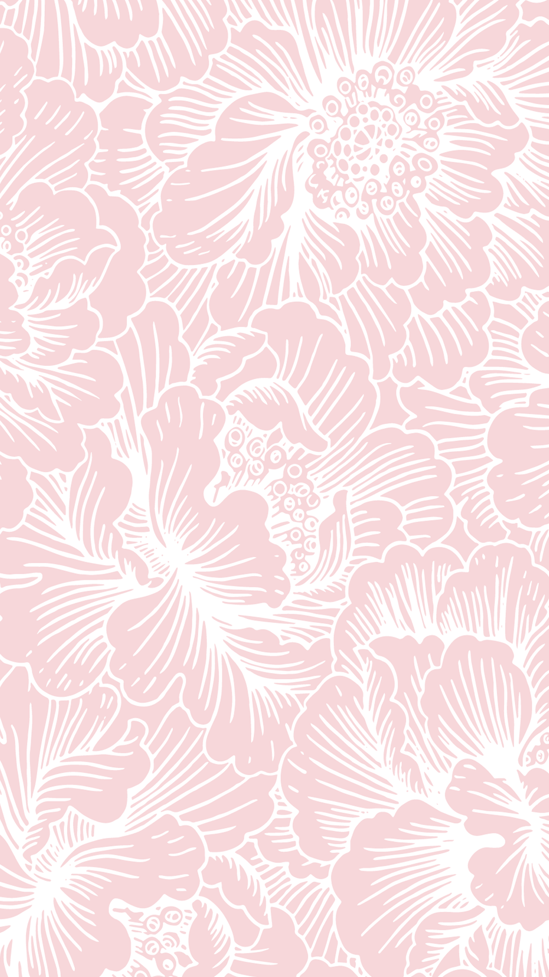 Fiori disegnati rosa pastello, 1080x1920 Verticale, iPhone