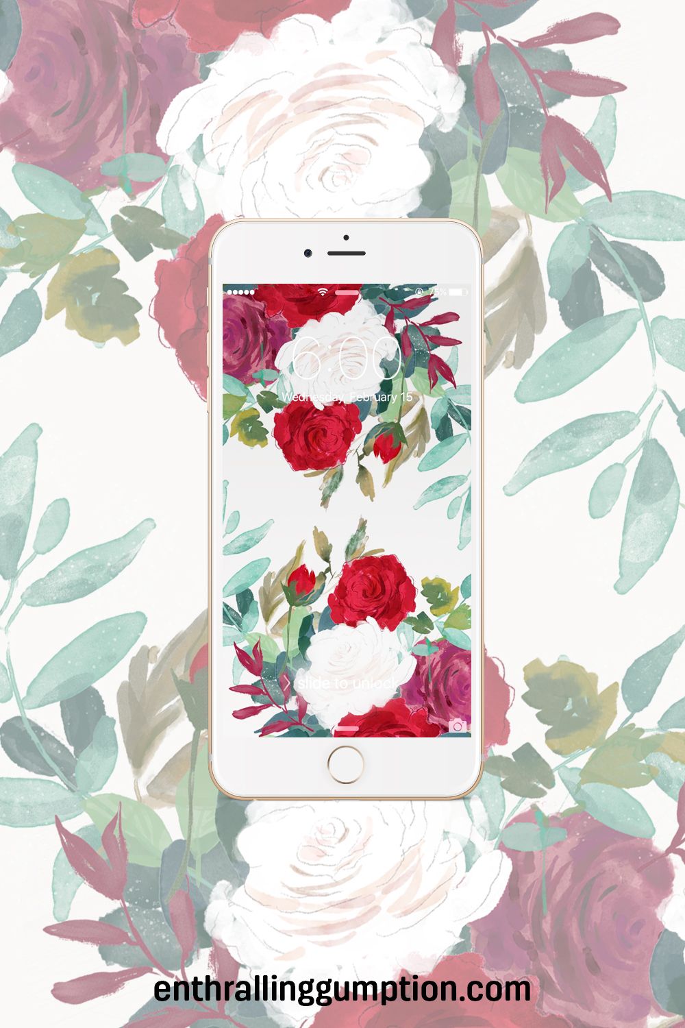 Rose rosse e bianche acquerello, 1000x1500 Verticale, iPhone Plus