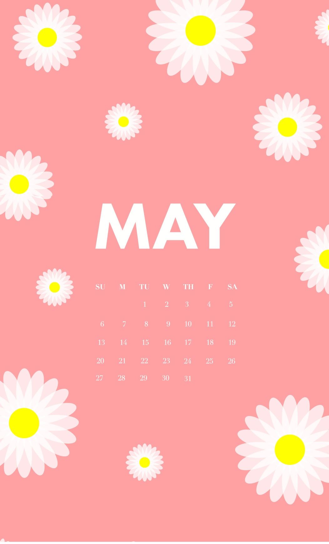 Calendario maggio fiori rosa, 1052x1738 Verticale, iPhone Pro