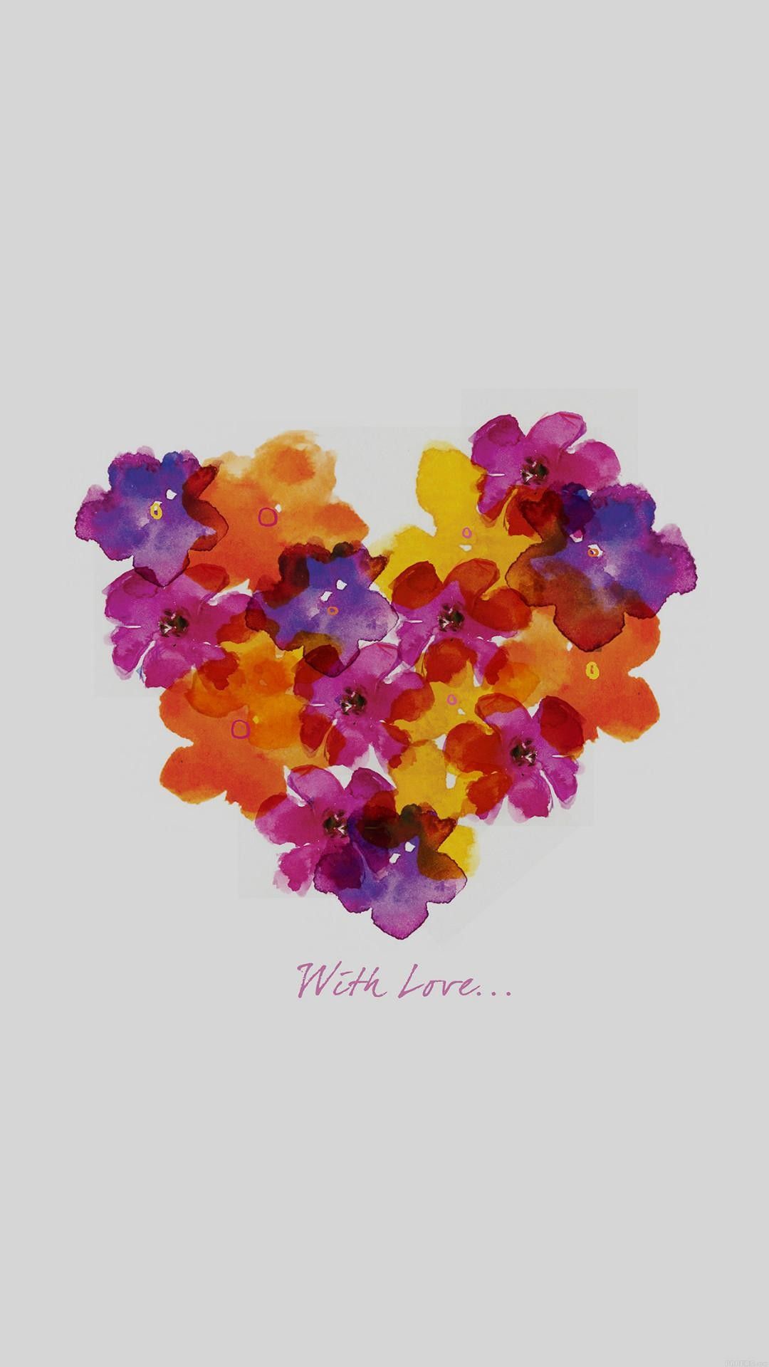 Cuore di fiori colorati, 1080x1920 Full HD Verticale, iPhone Plus