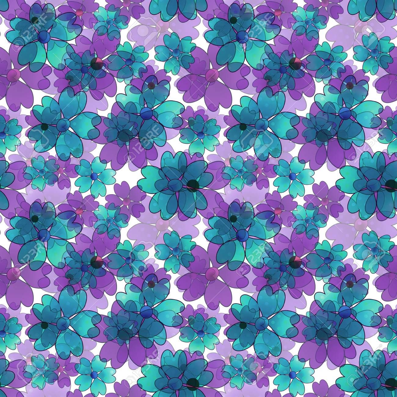 Motivo floreale viola e turchese, 1300x1300 HD, Desktop
