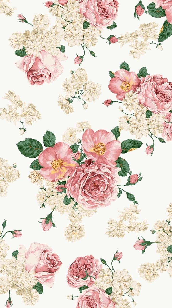 Rose rosa e fiori bianchi, 716x1280 Full HD Verticale, Smartphone
