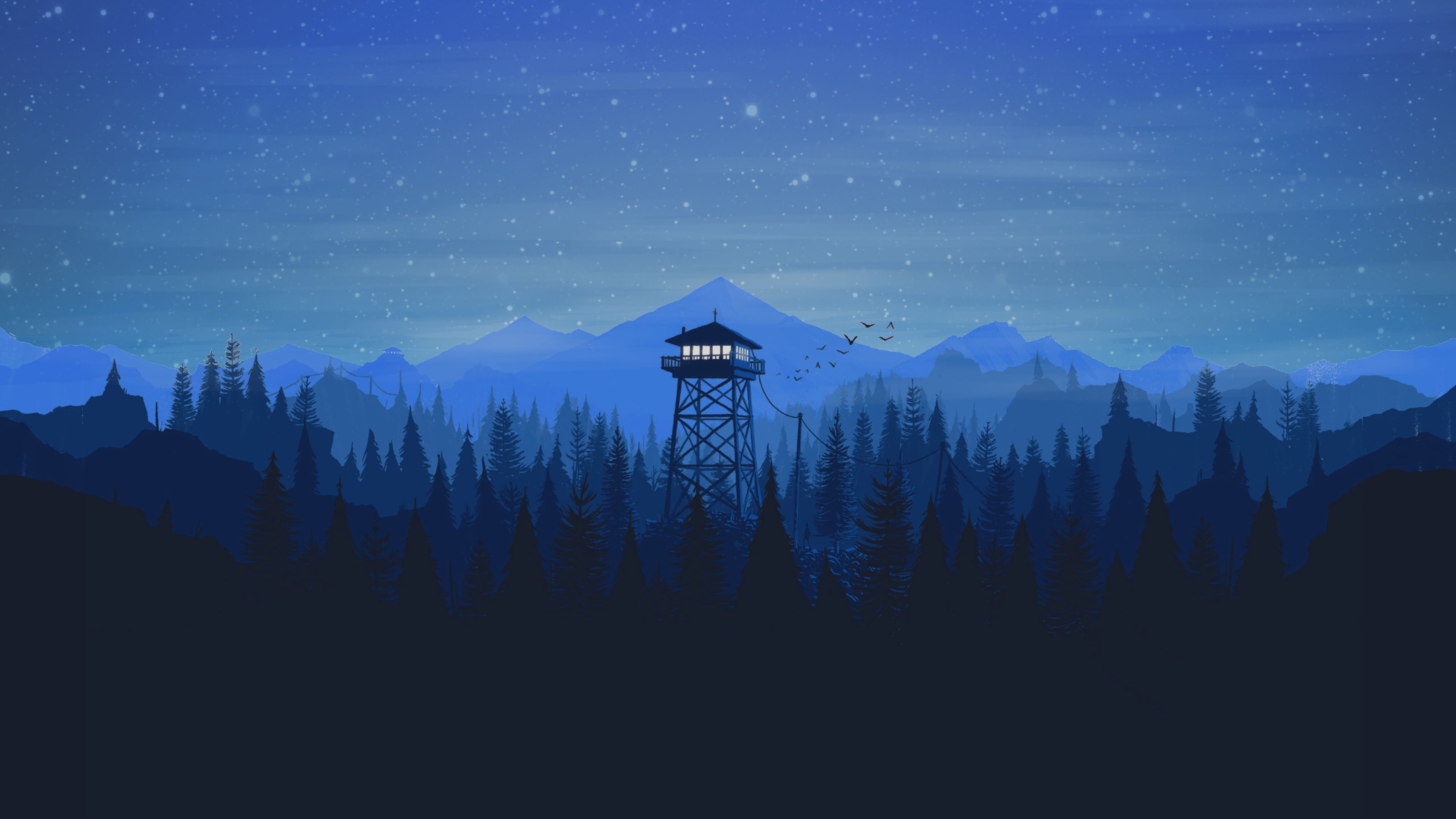 Torre di avvistamento Firewatch notturna, 3840x2160 4K, Desktop 4K