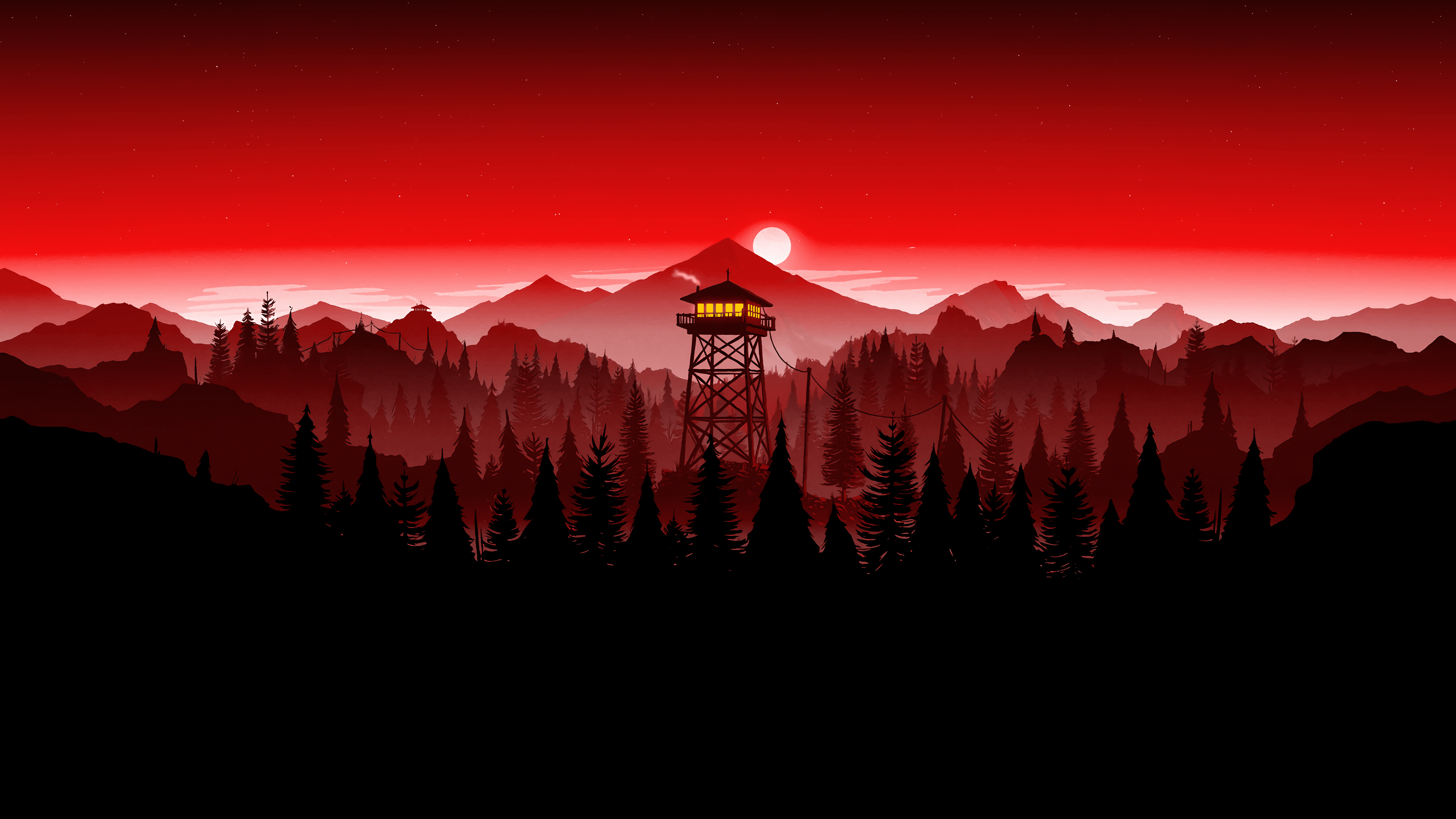 Torre avvistamento Firewatch cielo rosso, 6144x3456 UHD, PC 4K