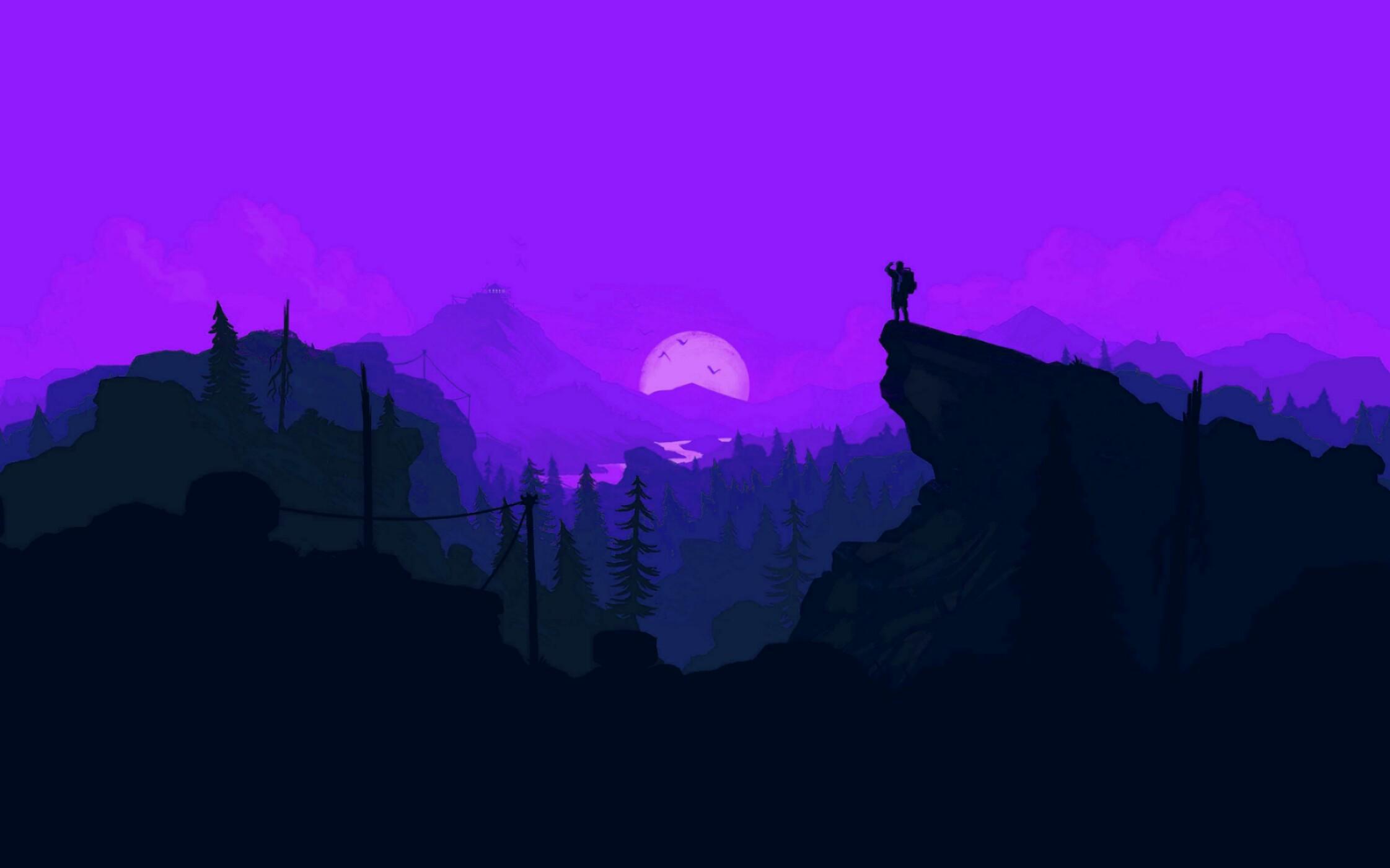 Firewatch tramonto viola montagne, 2243x1402 Hi-Res, PC Desktop