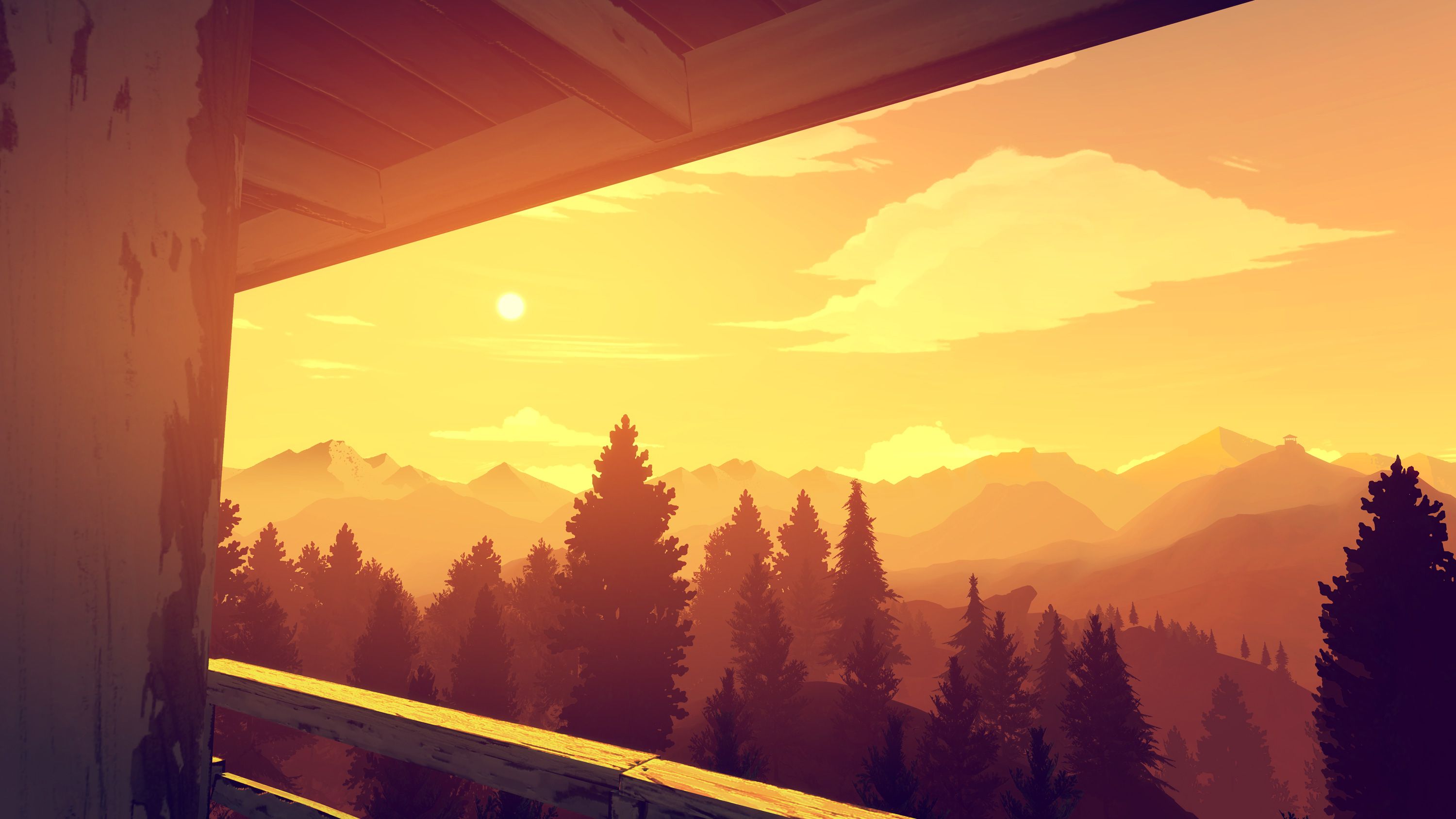 Firewatch torre tramonto montagne, 3000x1688 2K+, Laptop