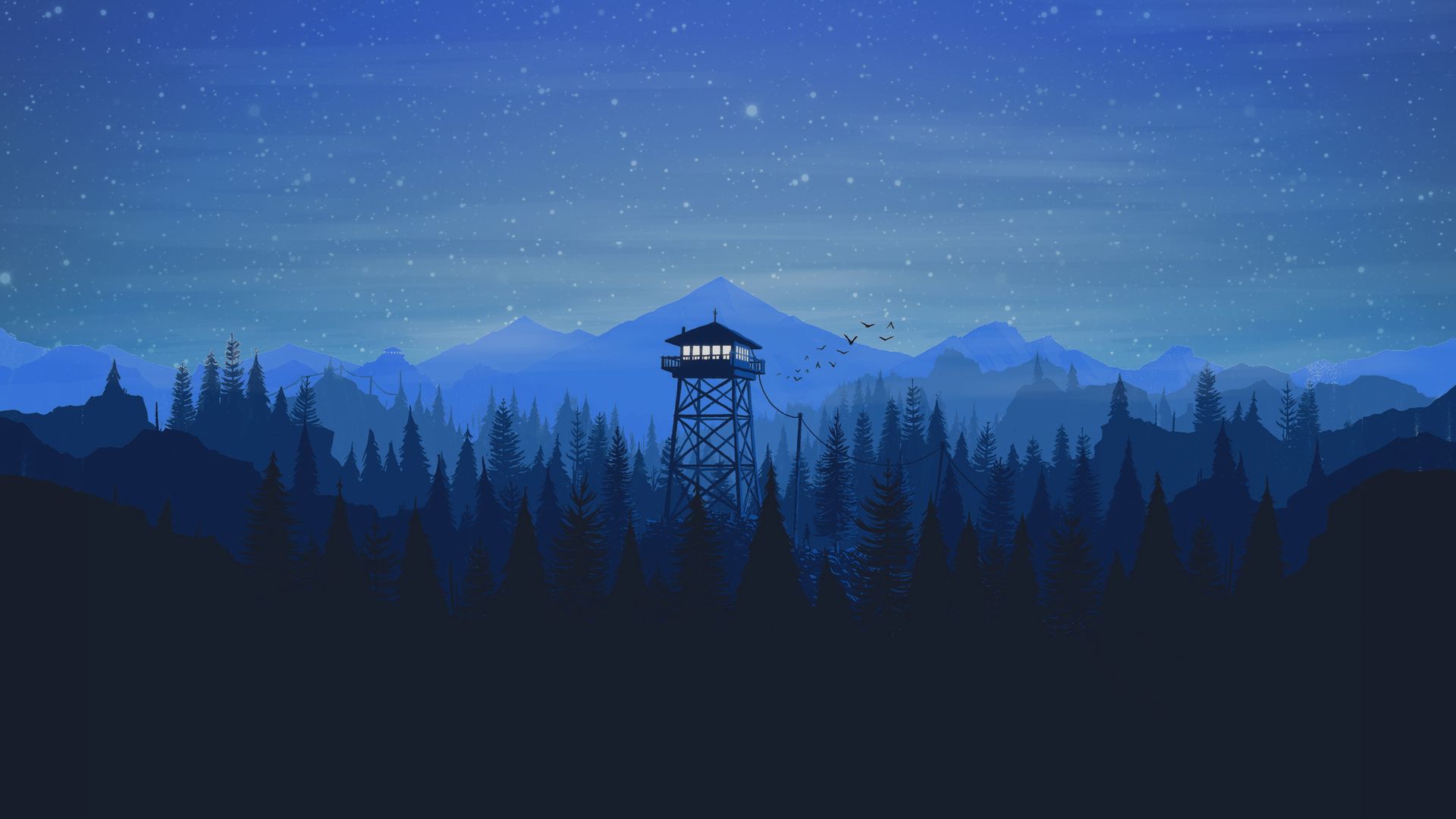Torre di avvistamento Firewatch notturna, 1920x1080 Full HD, PC Desktop