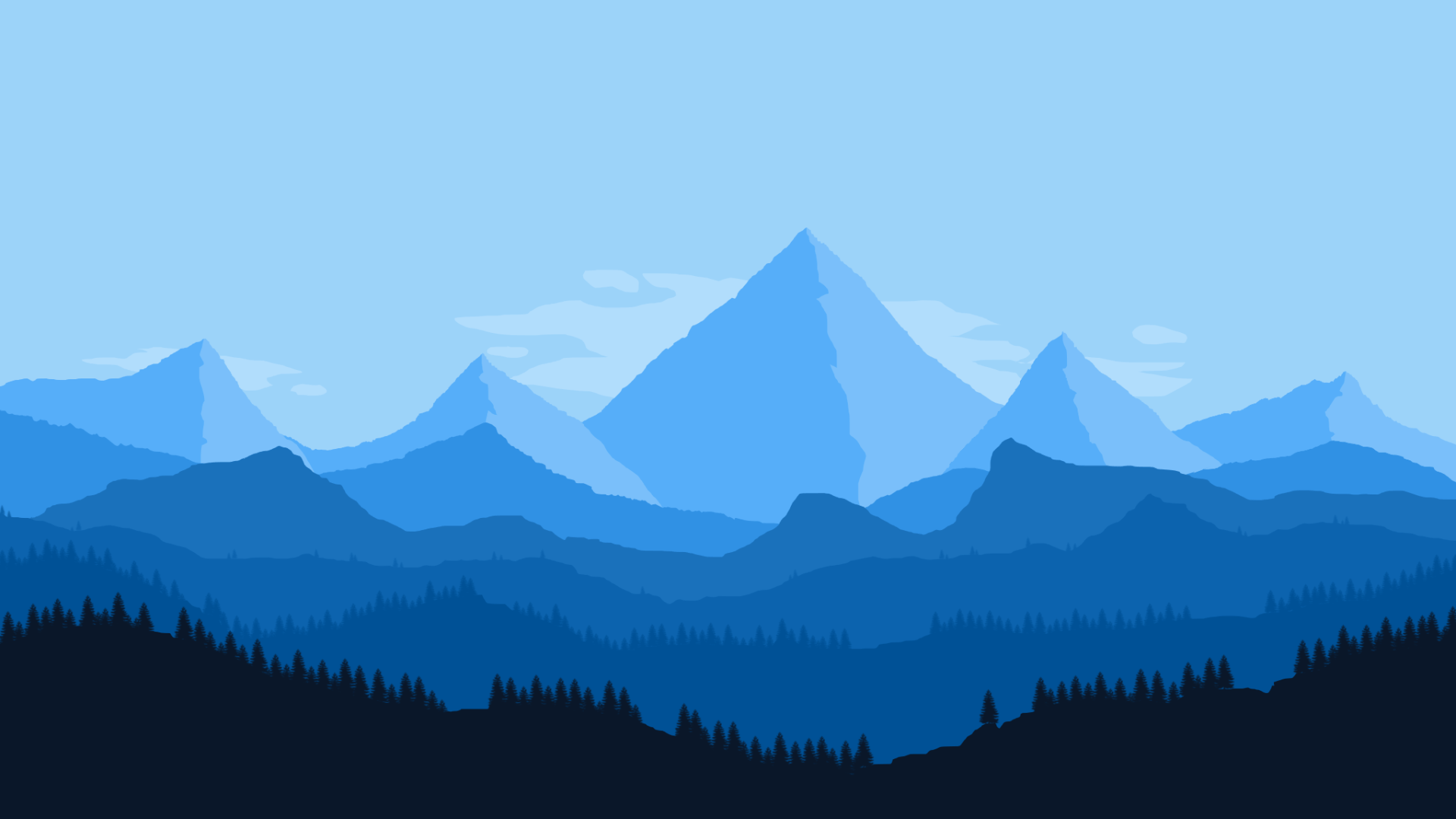 Montagne blu stile Firewatch, 1920x1080 1080p, Laptop