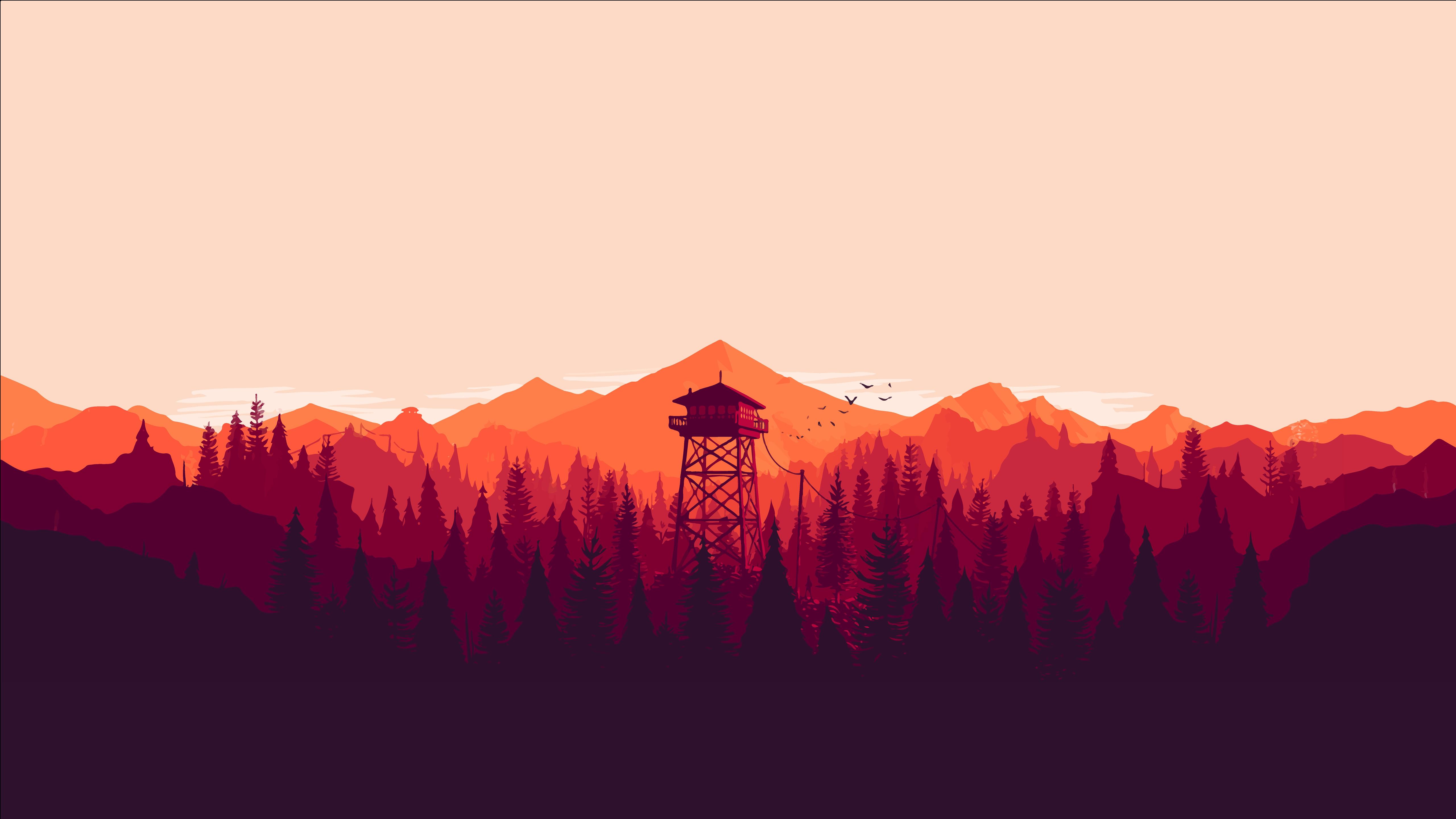 Torre avvistamento Firewatch arancione, 5120x2880 4K Ultra HD, Monitor 4K