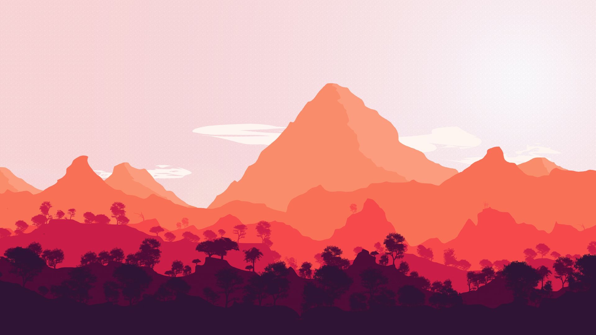 Firewatch montagne rosa arancio, 1920x1080 Full HD 1080p, Laptop