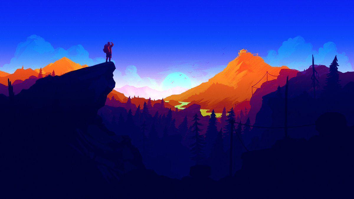 Firewatch tramonto montagne silhouette, 1200x675 HD, iMac