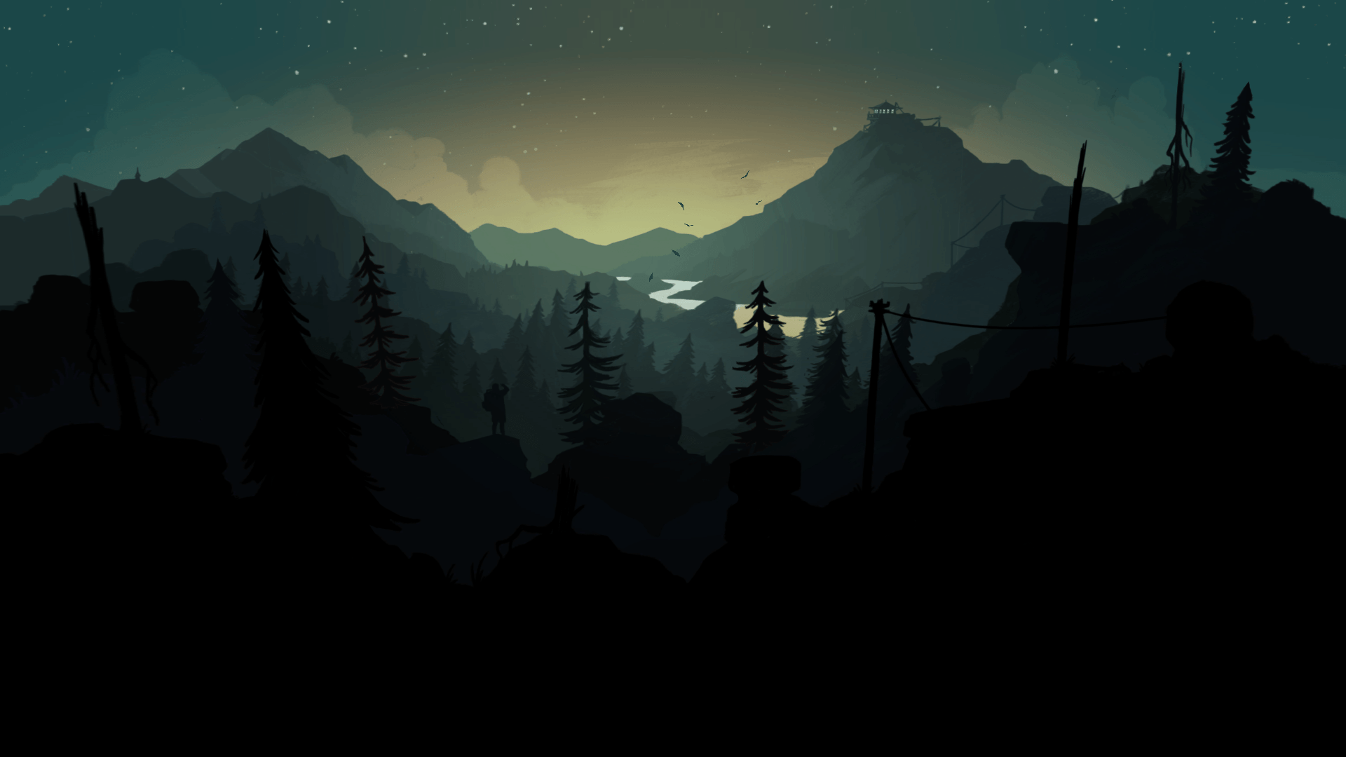 Firewatch paesaggio montano notturno, 1920x1080 Full HD 1080p, PC