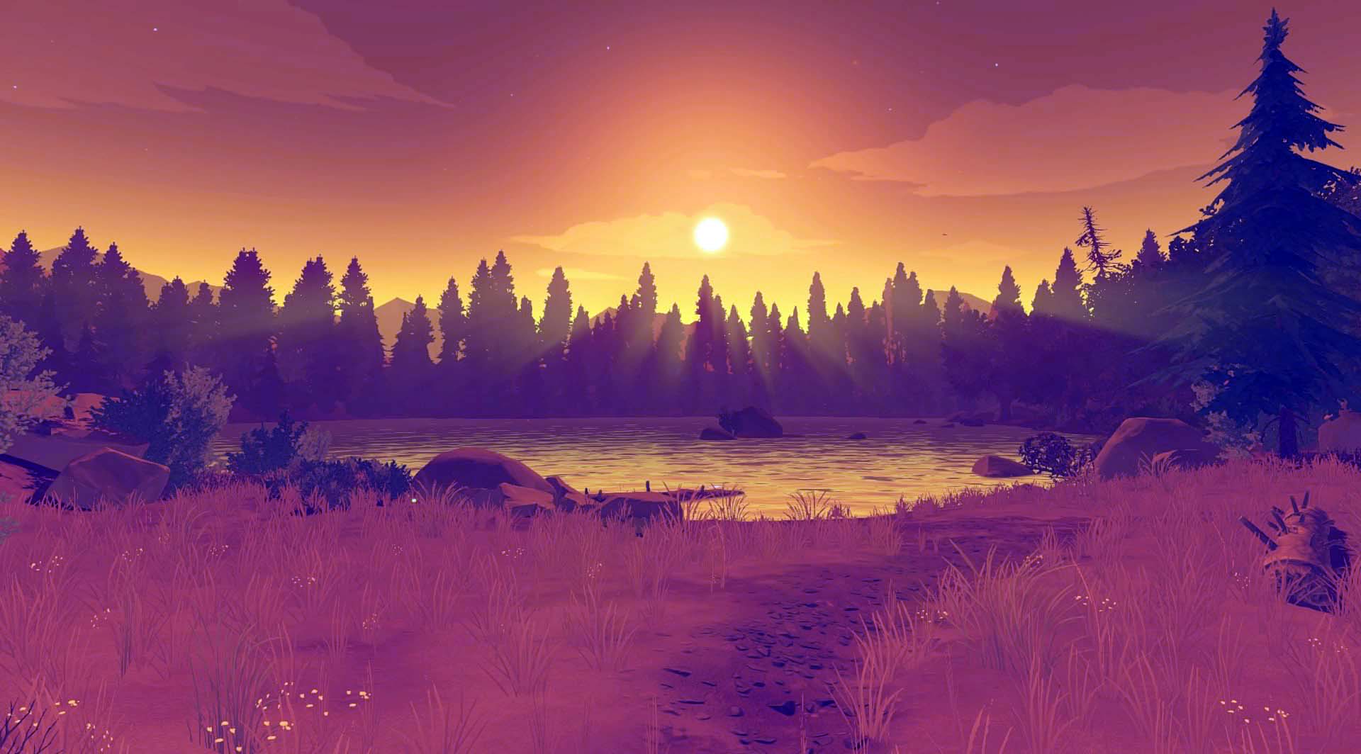 Firewatch tramonto foresta lago, 1920x1064 Full HD, PC