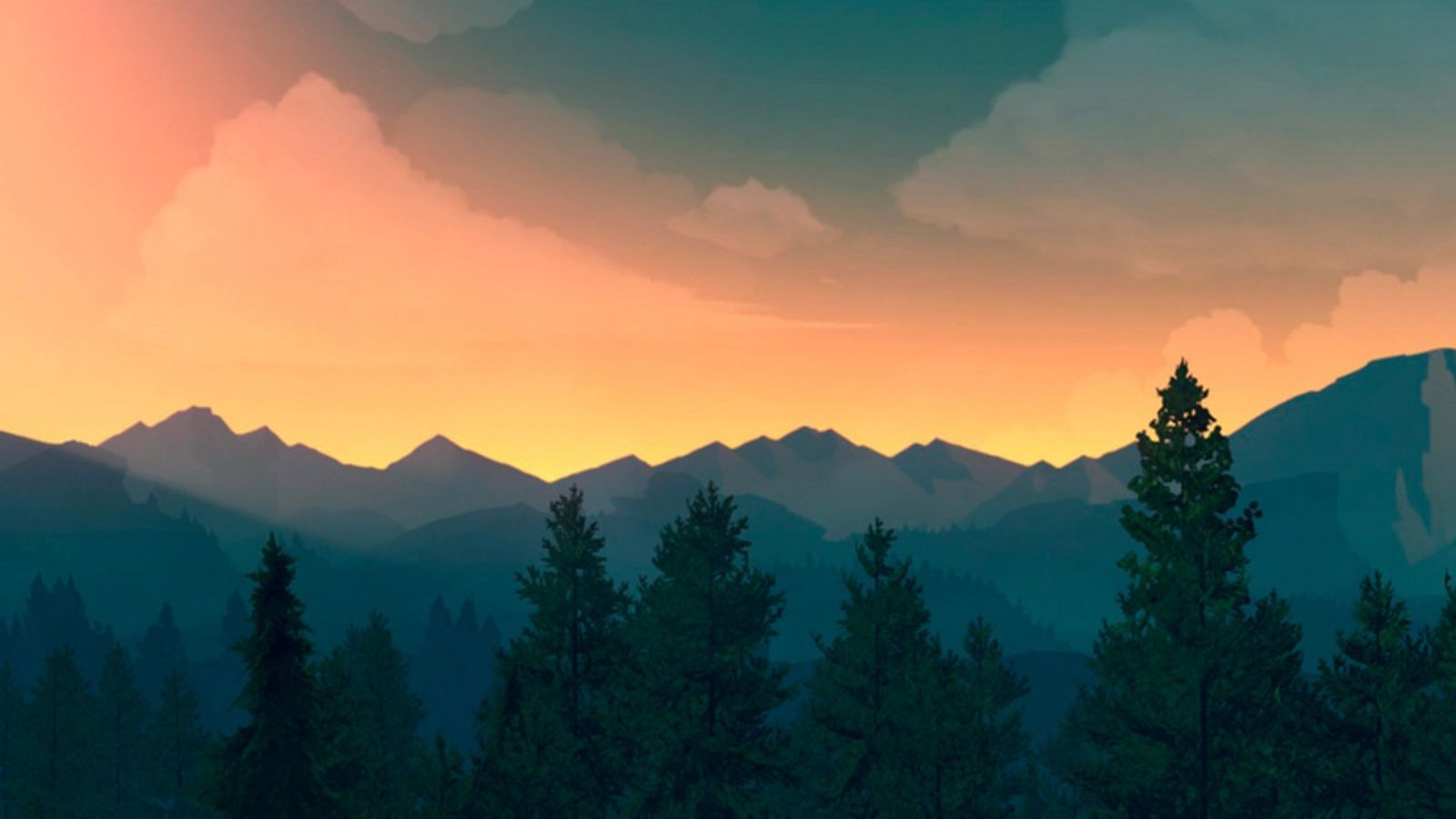 Firewatch tramonto montagne foresta, 1600x900 HD, Laptop