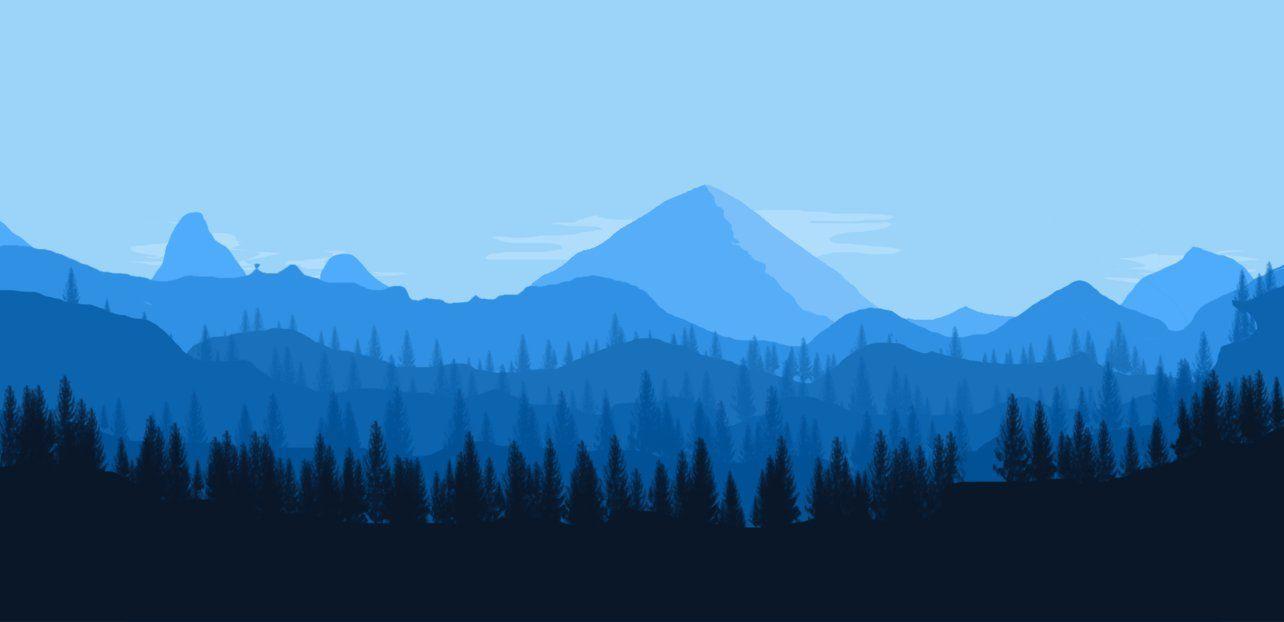 Montagne blu stile Firewatch, 1284x622 HD, PC Desktop