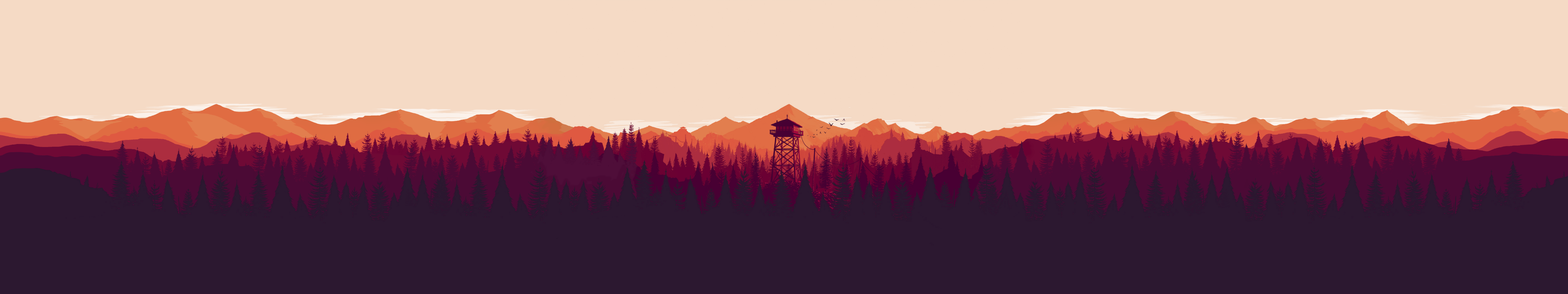 Firewatch torre di guardia tramonto, 5760x1080 Ultrawide, Dual Monitor