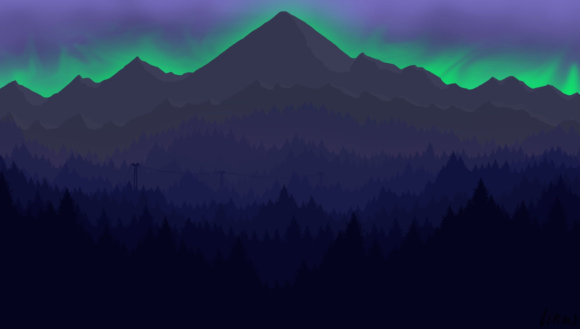 Montagne aurora boreale notte, 1900x1080 900p, PC